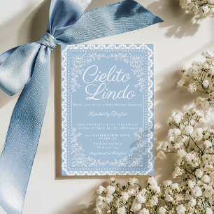 Invitation pour Baby Shower Cielito Lindo Bleu Pou