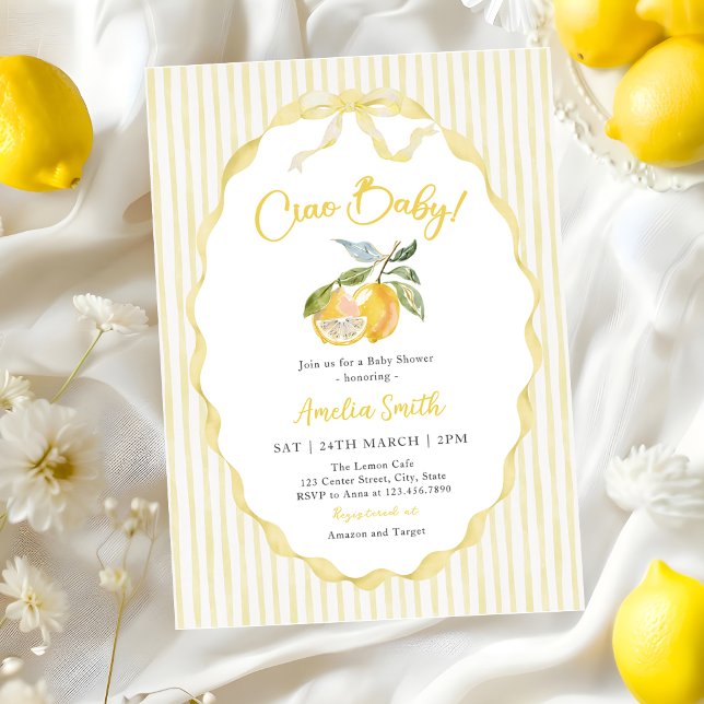 Invitation pour Baby Shower Citron Bébé Ciao (Créateur téléchargé)