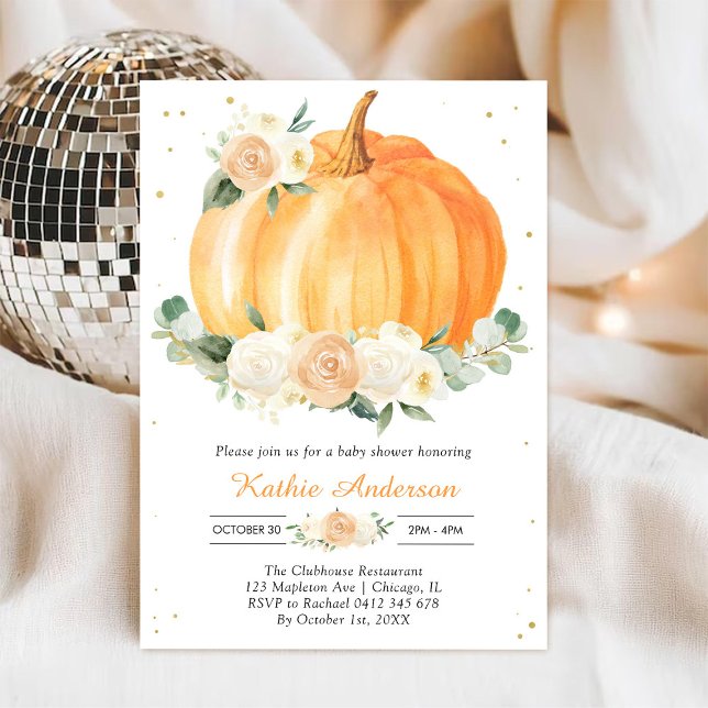 Invitation pour Baby Shower Citrouille Florale (Créateur téléchargé)