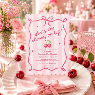 Invitation pour Baby Shower Coquette Cherry On Top