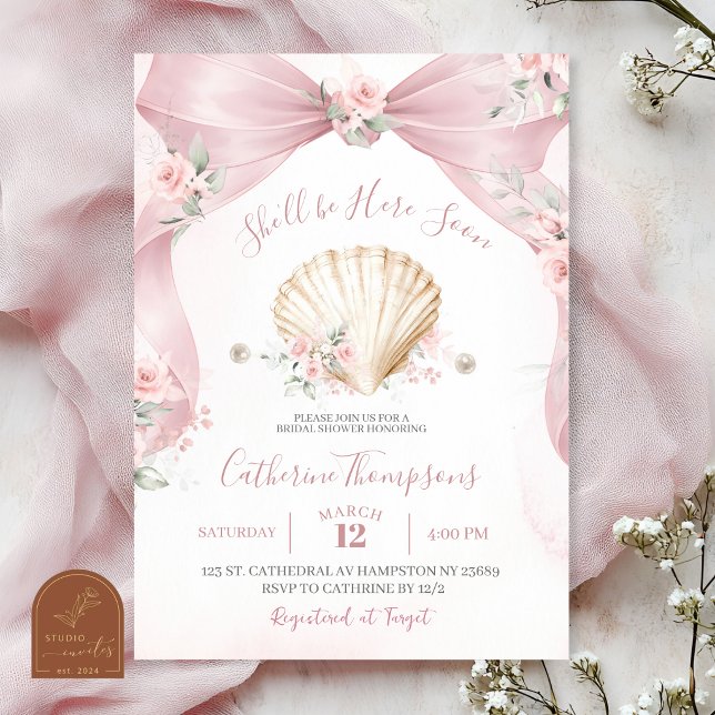 Invitation pour Baby Shower Coquette Coquillage Ro (Créateur téléchargé)