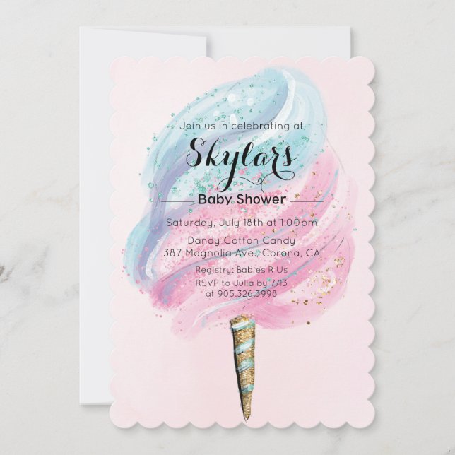 Invitation pour Baby Shower Cotton Candy (Devant)
