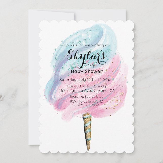 Invitation pour Baby Shower Cotton Candy (Devant)