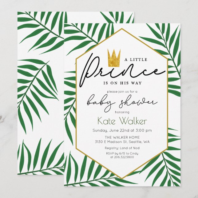 Invitation pour Baby Shower Couronne de Feuilles P (Devant / Derrière)
