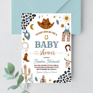 Invitation pour Baby Shower Cow-boy Rodeo Far West