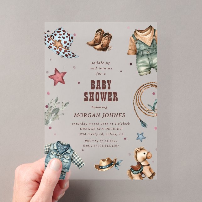 Invitation pour Baby Shower Cowboy Blue Western Ro (In situ (ordinateur de poche))