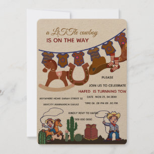 Invitation pour Baby Shower Cowboy, Un petit C