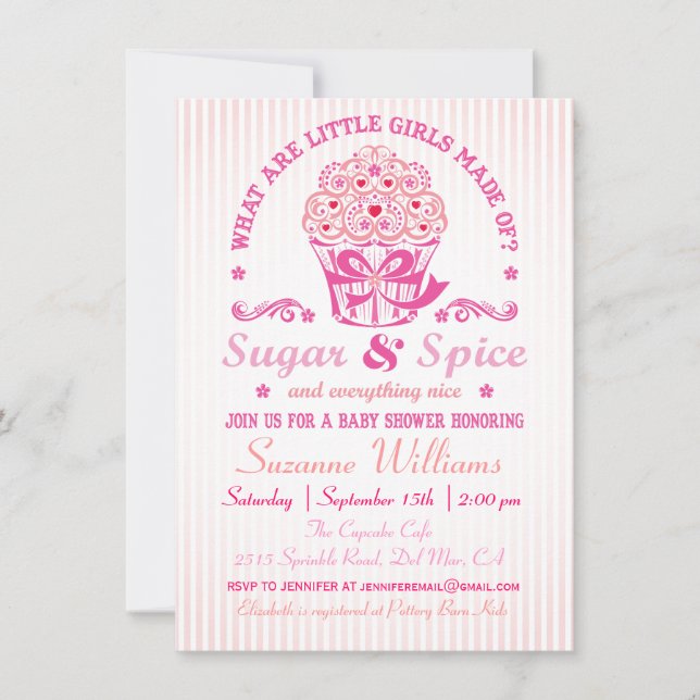 Invitation pour Baby Shower Cupcake Sugar and Spic (Devant)