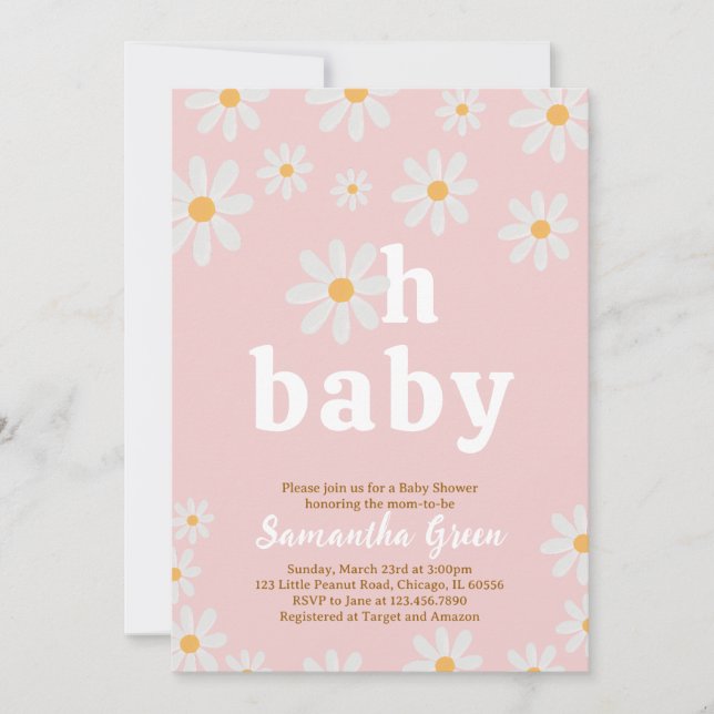 Invitation pour Baby Shower Daisy (Devant)