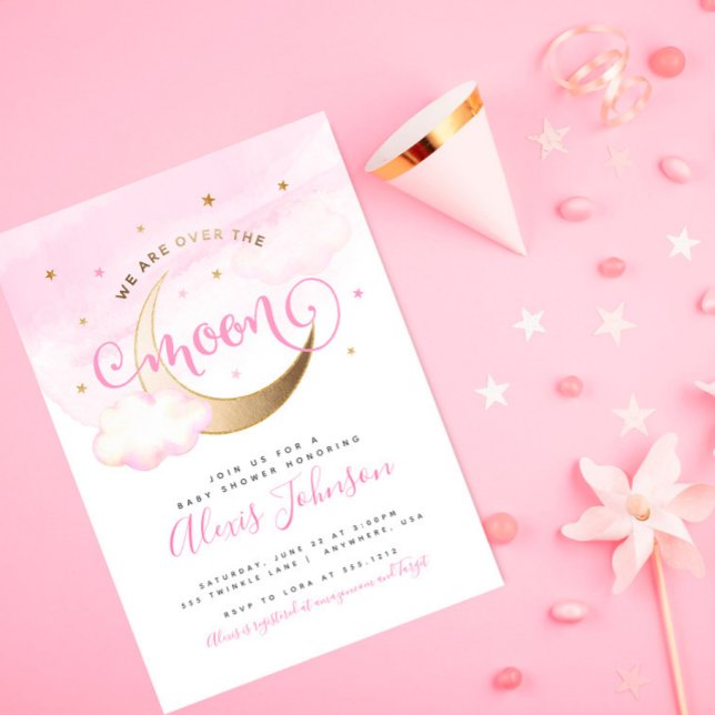 Invitation pour Baby Shower "Dans la Lune" (Créateur téléchargé)