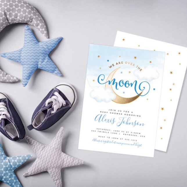 Invitation pour Baby Shower "Dans la Lune" (Créateur téléchargé)
