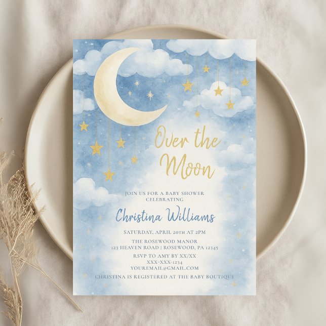 Invitation pour Baby Shower : Dans la Lune pour Bé (Créateur téléchargé)