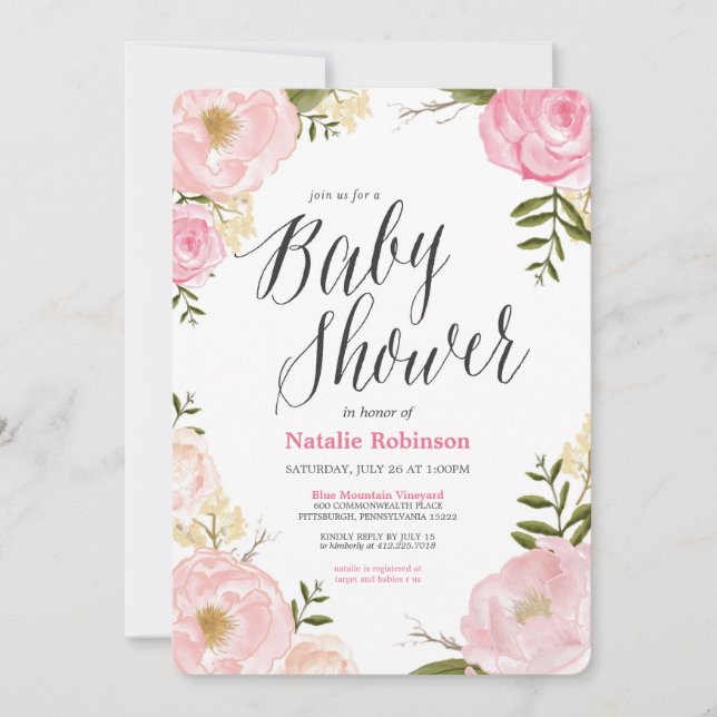 Invitation pour Baby Shower dans le jardin (Devant)