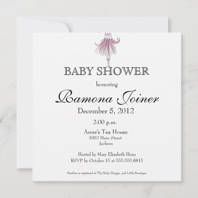 Invitation pour Baby Shower de Ballerine (Devant)