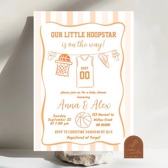 Invitation pour Baby Shower de Basketball Dessinée (Créateur téléchargé)