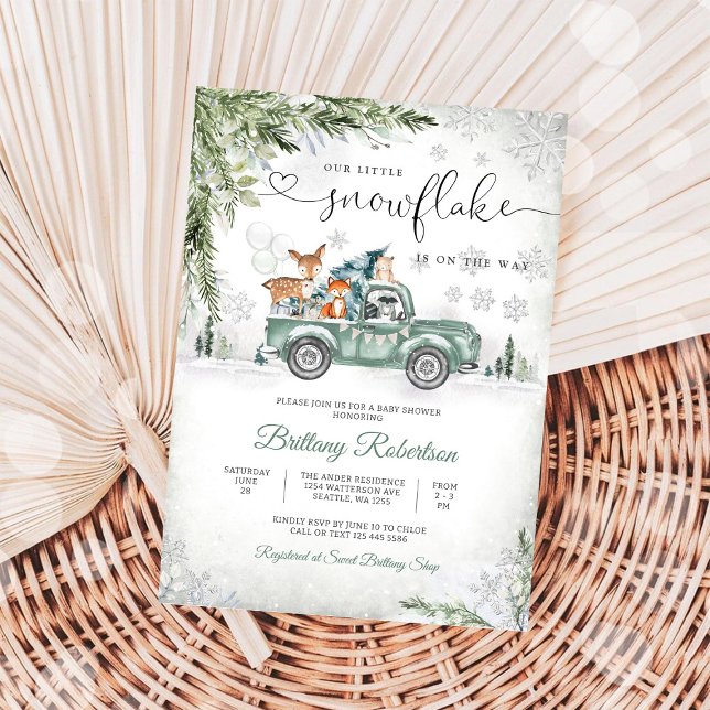 Invitation pour Baby Shower de Camion de Forêt d'H (Créateur téléchargé)
