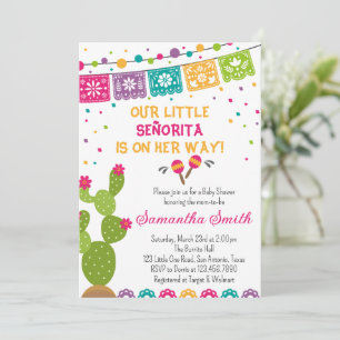 Invitation pour Baby Shower de Fête Bohème Mexicai