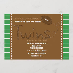 Invitation pour Baby Shower de jumeaux de football