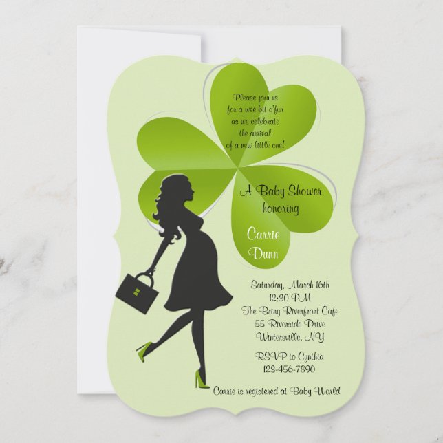 Invitation pour Baby Shower de la Saint-Patrick (Devant)