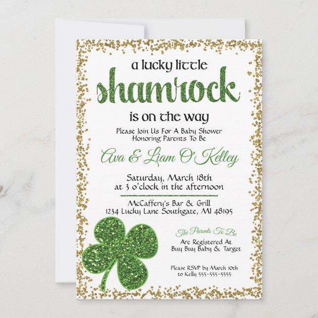 Invitation pour Baby Shower de la Saint-Patrick Sh (Devant)