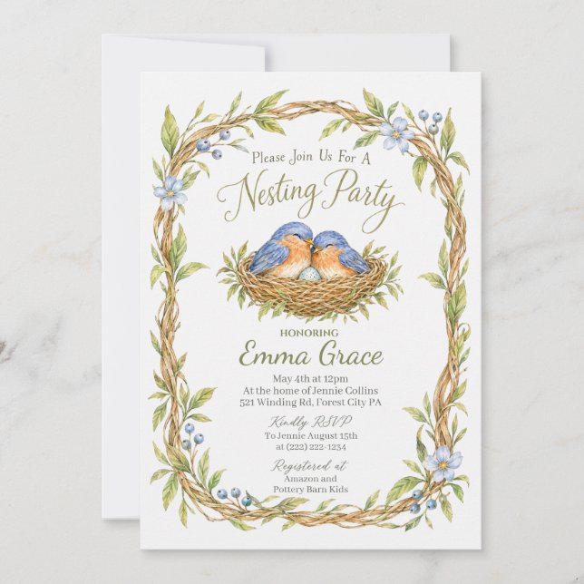 Invitation pour Baby Shower de Mésanges bleues de  (Devant)