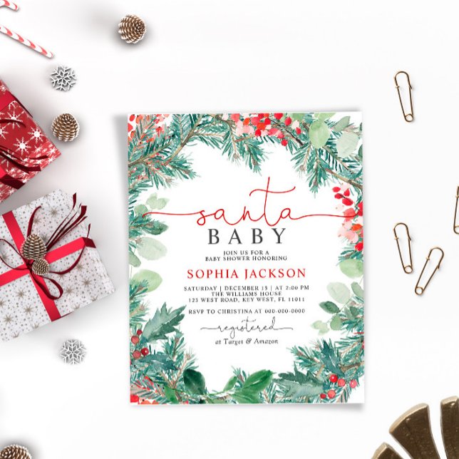 Invitation pour Baby Shower de Noël avec Père Noël (Créateur téléchargé)