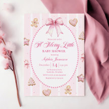 Invitation pour Baby Shower de Noël Rose