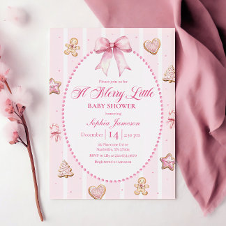 Invitation pour Baby Shower de Noël Rose