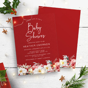 Invitation pour Baby Shower de Noël Rouge
