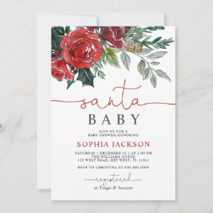 Invitation pour Baby Shower de Noël Santa Baby Flo