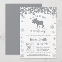 Invitation pour Baby Shower d'hiver de bébé élan f