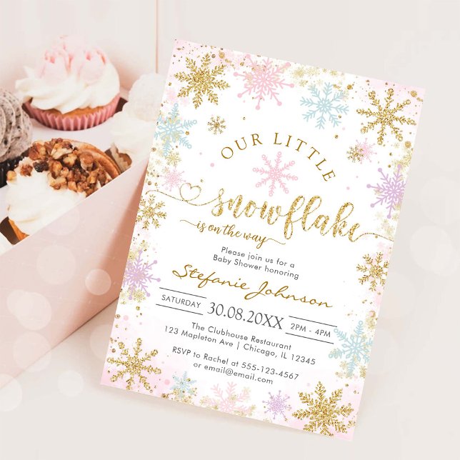 Invitation pour Baby Shower d'hiver Petit Flocon d (Créateur téléchargé)