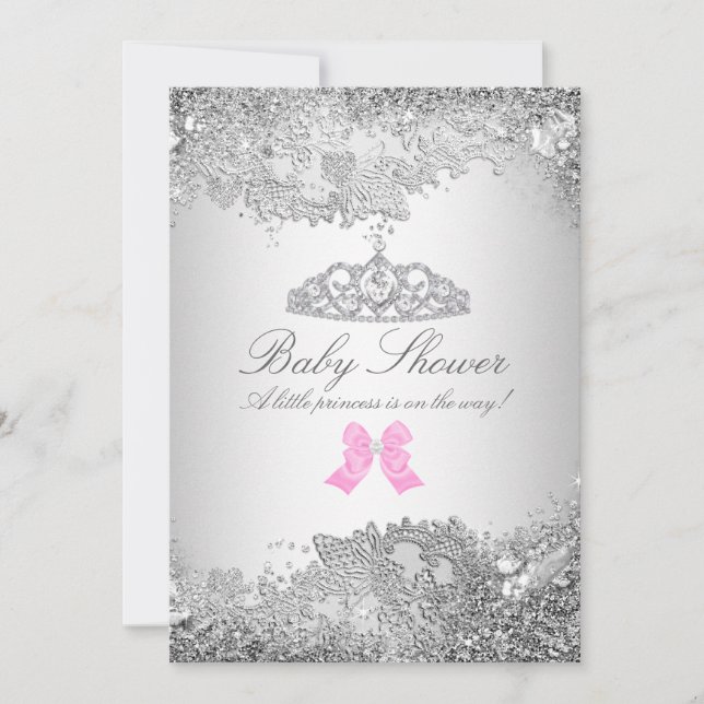Invitation pour Baby Shower Diamant et Tiare d'Arg (Devant)