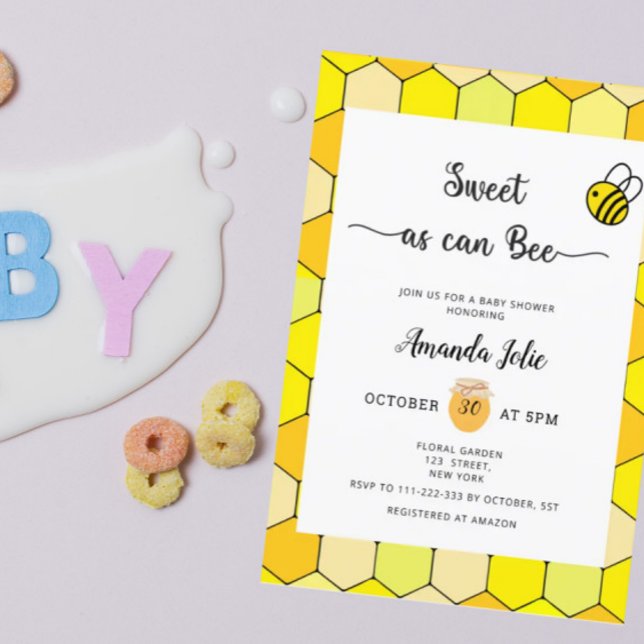 Invitation pour baby shower douce comme une abeill (Créateur téléchargé)