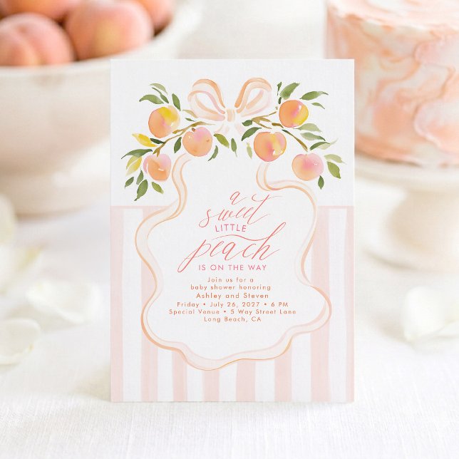 Invitation pour Baby Shower "Douce Petite Pêche" (Peach Baby Shower Invitations)
