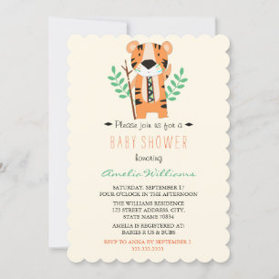Invitation pour Baby Shower Douce Tigre Tribale