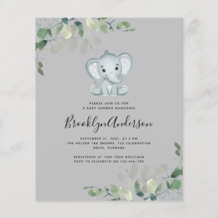 Invitation pour Baby Shower éléphant eucalyptus BU