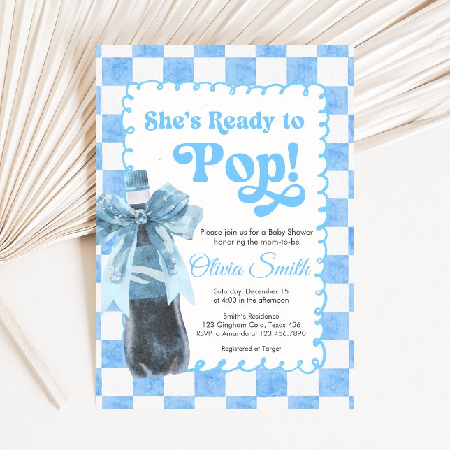Invitation pour Baby Shower 'Elle est prête à écla (Ready to Pop Cola Baby Shower Invitation)