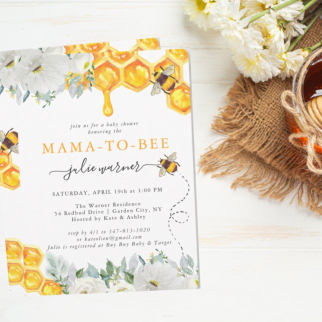 Invitation pour Baby Shower en forme d'Abeille à M (Créateur téléchargé)