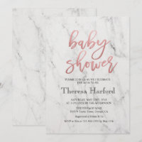Invitation pour Baby Shower en marbre moderne