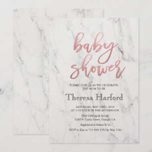 Invitation pour Baby Shower en marbre moderne