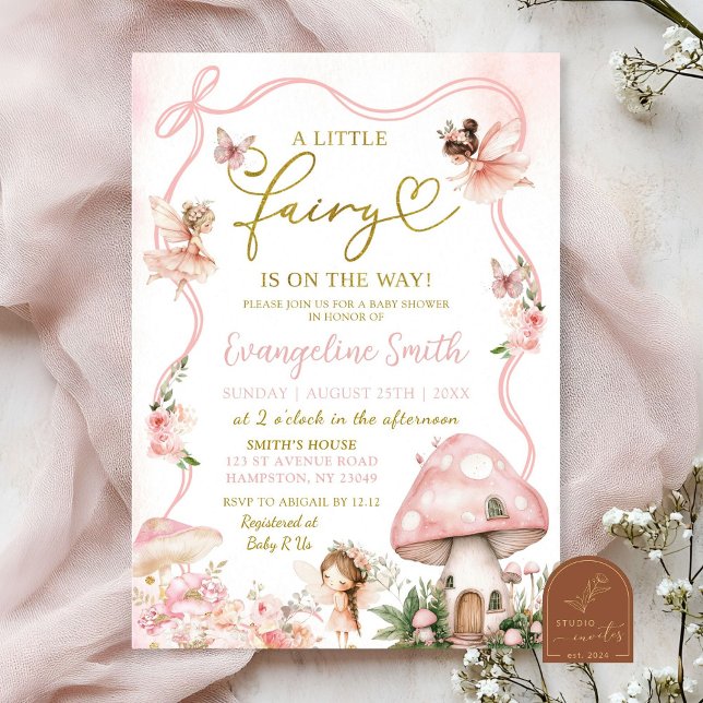 Invitation pour Baby Shower Fée Florale Rose (Créateur téléchargé)
