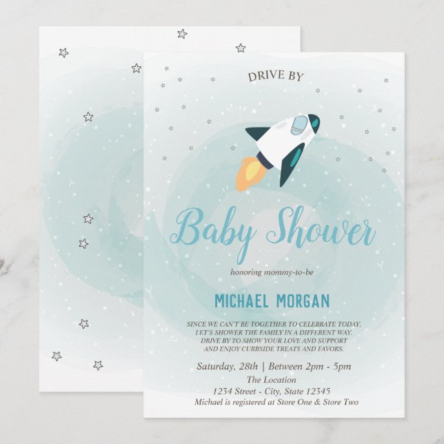 Invitation pour Baby Shower Fête de Passage avec d (Devant / Derrière)