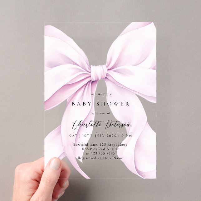 Invitation pour Baby Shower Fille à Nœud Papillon  (In situ (ordinateur de poche))