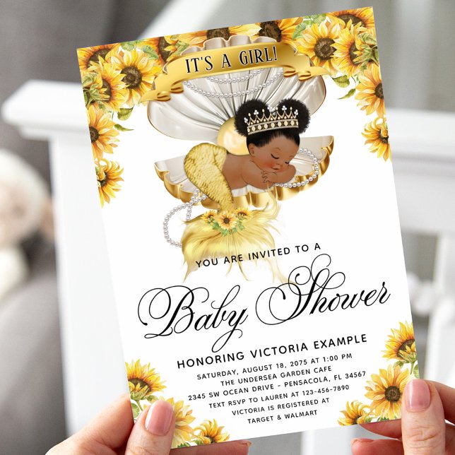 Invitation pour Baby Shower Fille Afro avec Tourne (Créateur téléchargé)