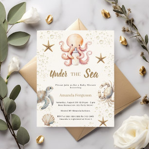 Invitation pour Baby Shower fille animaux sous la 