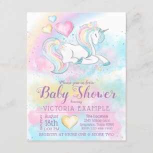 Invitation pour Baby Shower Fille Arc-en-Ciel Lico