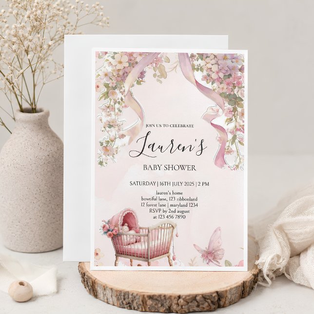 Invitation pour Baby Shower Fille Arc-en-Ciel Rose (Créateur téléchargé)