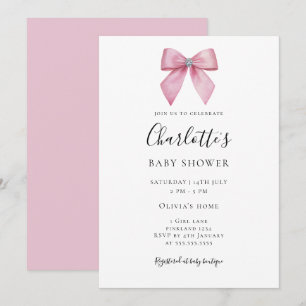 Invitation pour Baby Shower Fille Arc-en-ciel Rose