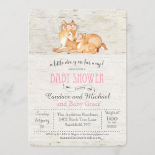 Invitation pour Baby Shower Fille au Petit Cerf et